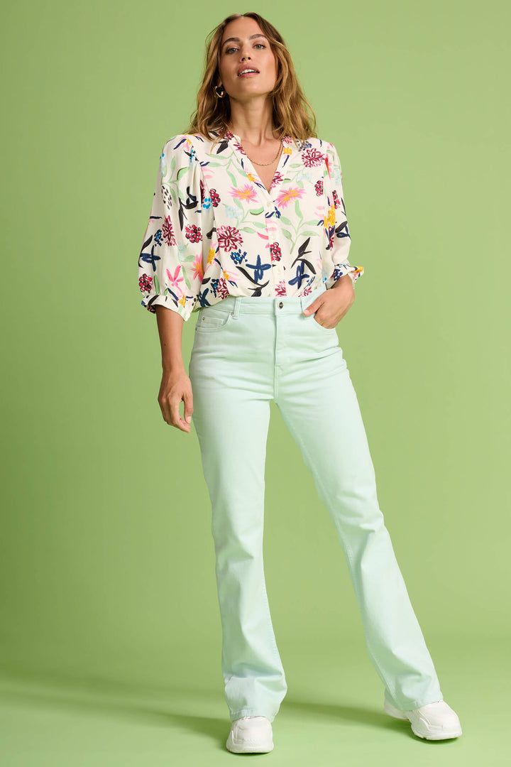 Pom Amsterdam SP7242 Green Garden Bloom Blouse - Olivia Grace Fashion