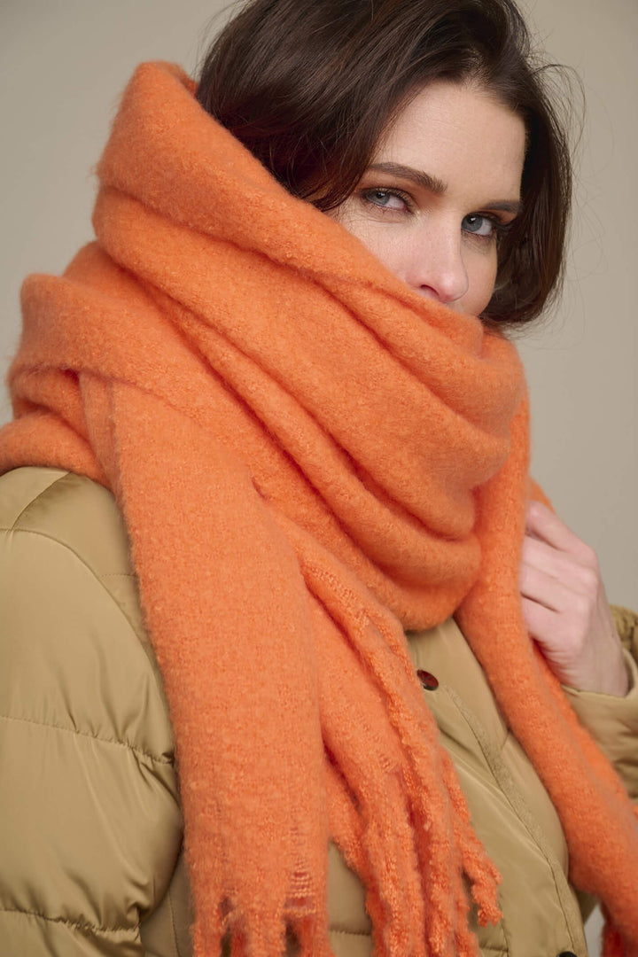 Rino & Pelle Gella Fire Orange Tassle Scarf - Olivia Grace Fashion