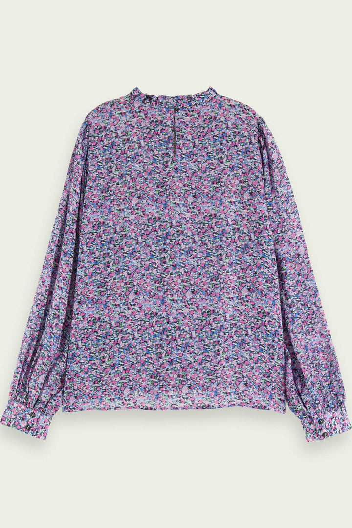 Scotch & Soda 171068 Rosaria Purple Pintuck Blouse With Ruffle - Olivia Grace Fashion